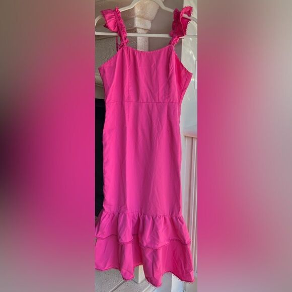 Ruffle Trim Mermaid Hem Dress Shein Pink Size Medium/NWOT - Picture 4 of 8